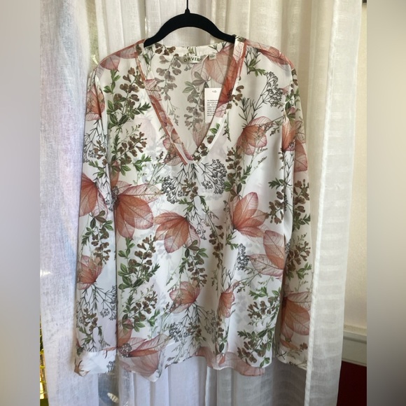 Orvis Women's 100% Silk Floral Button Up Blouse Size Large NEW - Picture 15 of 15